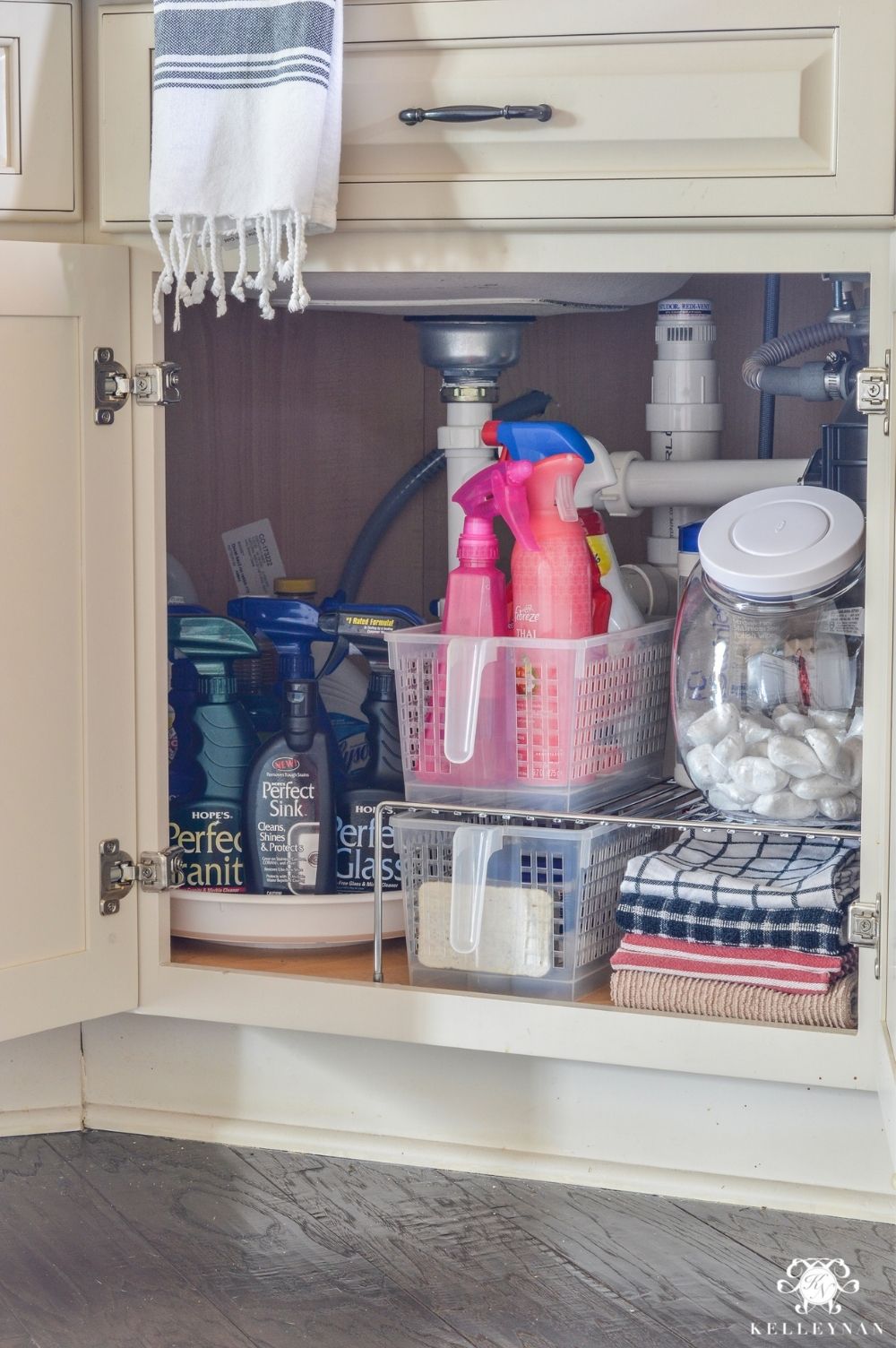 Under-kitchen-sink-organization-affordable-shelves